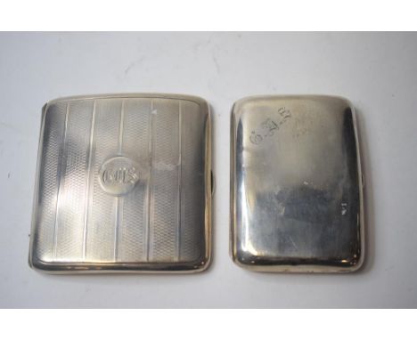 A silver cigarette case, with engine turned decoration, initialled, Birmingham 1916, another, a Kuhn & Komor cigarette box, o
