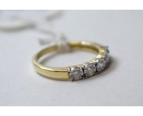 A 9ct gold and five stone diamond ring, approx. ring size K½   Condition report  Report by NGModern.  Approx. 2.0 g (all in)