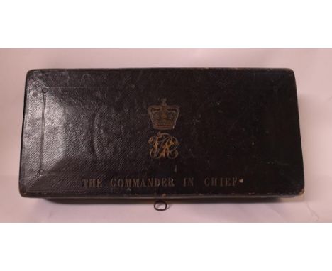 A Victorian Wickwar of Poland Street tooled leather dispatch box, the lid crested and impressed THE COMMANDER IN CHIEF in gil