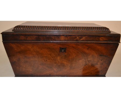 A 19th century mahogany tea caddy, 33 cm wide
