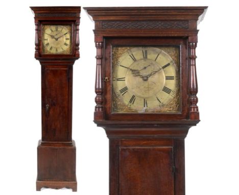 A longcase clock, the 30 cm square brass dial signed W Davis, 1796, with Roman numerals,** fitted a 30 hour NOT an eight day 