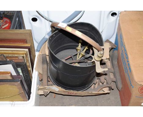 Fire grate, coal bucket and fire tools