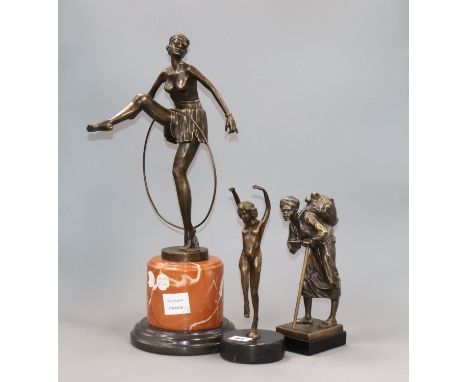 Three modern bronze figures, all signed