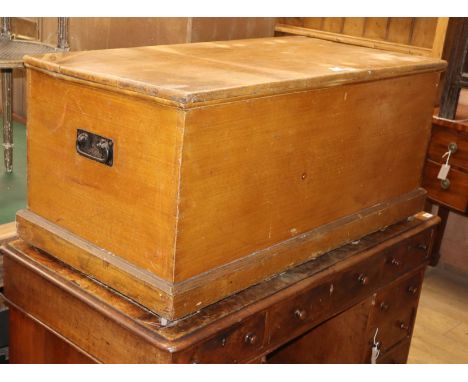 A Victorian pine trunk W.114cm