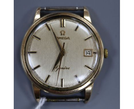 A gentleman's 1960's 9ct gold Omega manual wind wrist watch (no strap).