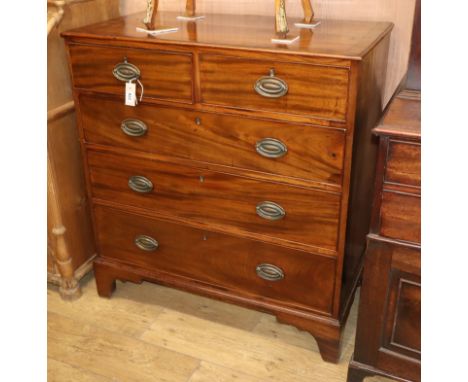 A mahogany and crossbanded five-drawer chest of drawers W.96cm
