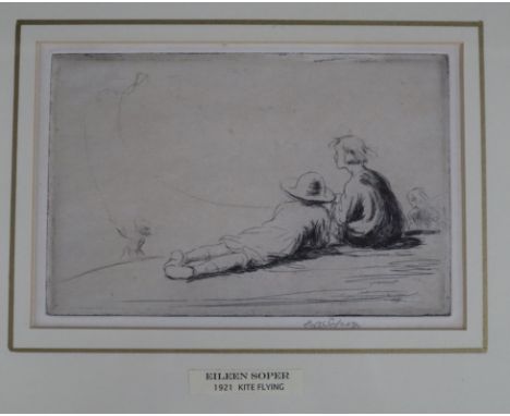 Eileen Soper (1905-1990), etching, 'Kite Flying 1921', signed in pencil, 9.5 x 14.5cm