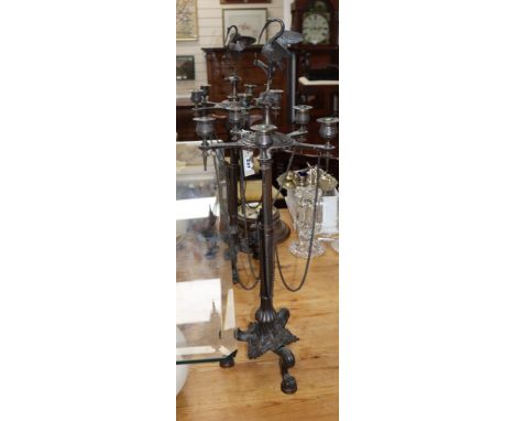 A pair of French Empire style bronze five-light candelabra height 82cm