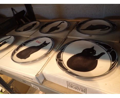 Six limited edition cat plates with boxes and certificates