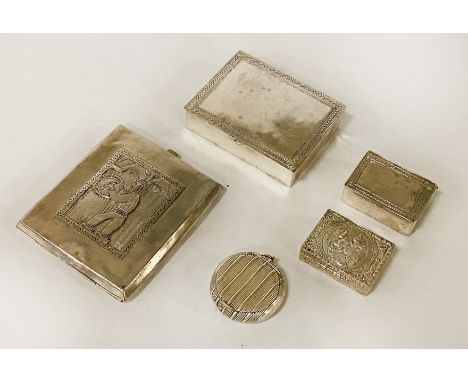 FIVE HM SILVER TRINKET BOXES &amp; OTHER - APPROX 242 GRAMS