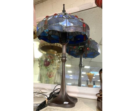 LARGE TIFFANY STYLE DRAGONFLY LAMP - 63 CMS (H) APPROX