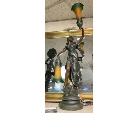 LARGE ART NOUVEAU STYLE FEMALE FIGURE LAMP - 79 CMS (H) APPROX