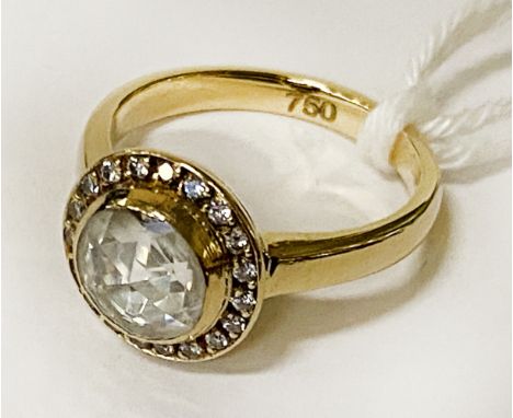 1 CT ROSE CUT DIAMOND 18CT GOLD RING SIZE L