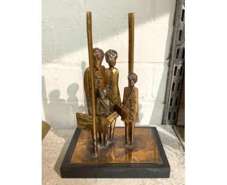 BRONZE SCULPTURE - FAMILY SIGNED ROBERT S.ERSKINE - 22CMS