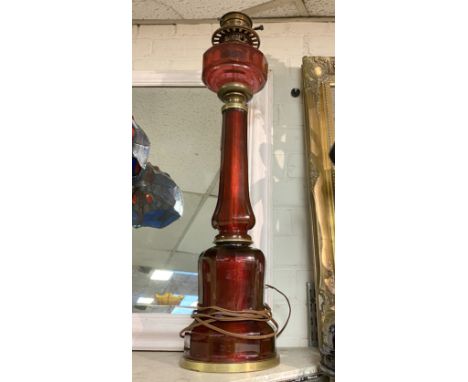 LARGE CRANBERRY OIL LAMP - 75 CMS (H) APPROX