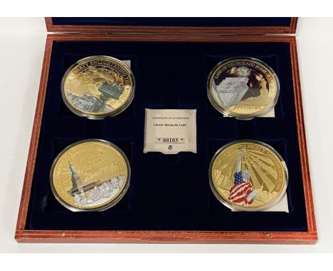 CASED SET OF PROOF COLLECTORS MEDALIIONS ''LIBERTY SHINING THE LIGHT''