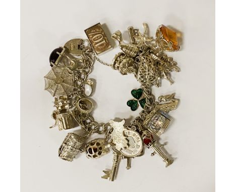 HM SILVER CHARM BRACELET - 84 GRAMS APPROX