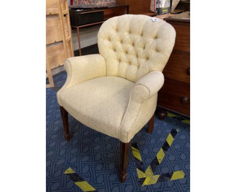 YELLOW BUTTON BACK CHAIR