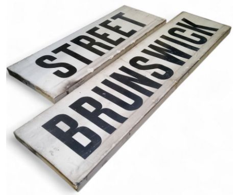 Two painted tile street name plates for Brunswick Street