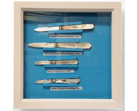 A Victorian silver fruit knife, brass linings, silver blade, James Yeomans Cowlishaw, Sheffield, 1871; another smaller, 1863;