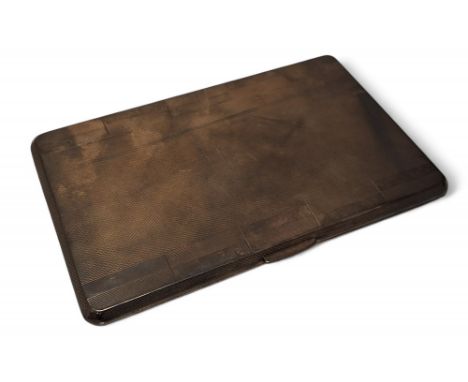 A silver rectangular cigarette case, engine turned decoration, engraved presentation to inside cover, 140 x 85mm, W T Toghill