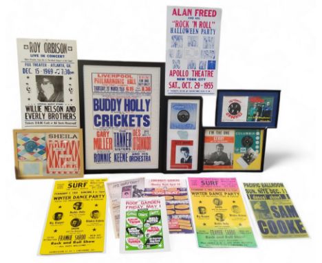 "Rock N Roll" Memrobilia - various 1950's autographs and concert posters including Flamin' Groovies 'You Tore Me Down' single