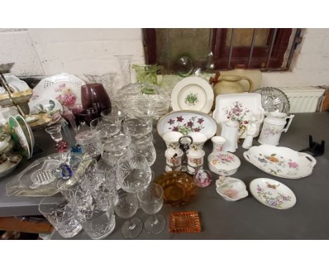Ceramics and Glass - a Royal Crown Derby Posies pattern spill vse;&nbsp; &nbsp;Wedgwood Rosemeade dish; Wilkd Strawberry vase
