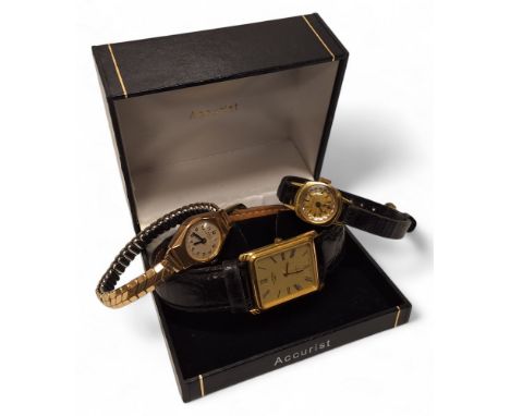 A gold plated Rotary gentleman's dress watch, cream dial, Roman numerals, black leather strap; a 9ct gold plated Oris Anti-Sh