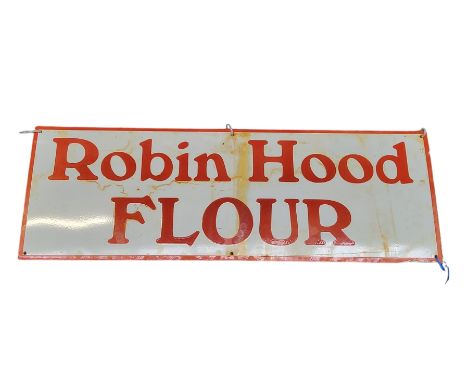 Advertisement - an original Robin Hood Flour enamel sign, 30cm x 92cm