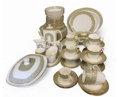 A Royal Doulton Sonnet pattern dinner, coffee and tea service, for twelve, comprising dinner, dessert and side plates, two tu