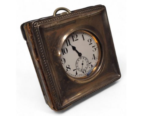A 'Goliath' open faced pocket watch, Swiss top winder movement, white enamel dial, Arabic numerals, outer minute track, subsi