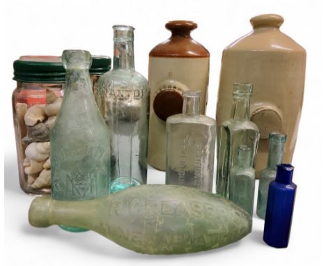 R Greaser's Mineral Water tear shaped bottle;&nbsp; others, Hanson&amp; Mitchell;&nbsp; shells;&nbsp; etc