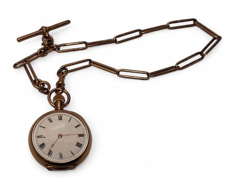 A 9ct gold Waltham, lady's open faced pocket watch, top winder movement, engraved American Waltham Watch Co., 12469216, white