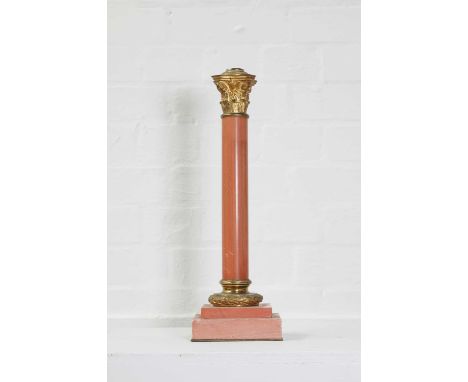 A rouge marble table lamp,c.1900, French, with cast gilt-metal mounts,42cm high, andanother,40cm high (2)Condition report: 1.