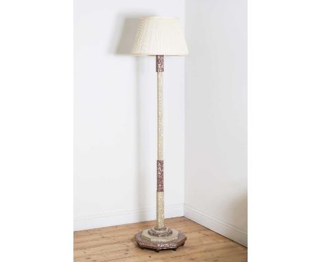An Art Deco faux mother-of-pearl standard lamp,of octagonal form, on a stepped base,162cm highCondition report: No obvious ma