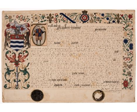 Newark.- Elizabeth I (Queen).- Dethick (Sir Gilbert, herald and diplomat, 1499/1500-84) Grant of arms to the town of Newark, 
