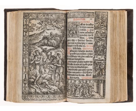 Book of Hours.- Officium beatae Marie Virginis, Gothic type, printed in red and black, 21 full-page woodcut illustrations onl