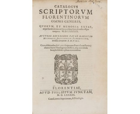 Bibliography.- Poccianti (Michele) Catalogus scriptorum Florentinorum omnis generis, quorum, et memoria extat atque lucubrati