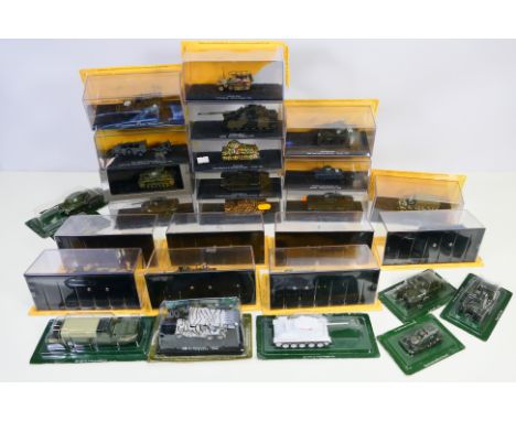 Atlas, EAC - A collection of Boxed/packaged tanks and military vehicles in various scales by Atlas and EAC to include: M4A3, 