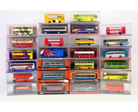 Original Omnibus Cos - 26 off 1/76 scale diecast model buses and coaches in rigid plastic display cases with outer sleeves; a