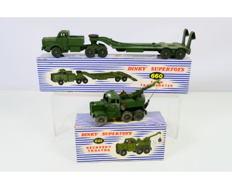 Dinky - 2 Dinky boxed diecast models #660 tank transporter and #661 recovery tractor. Both models are in original inner packa