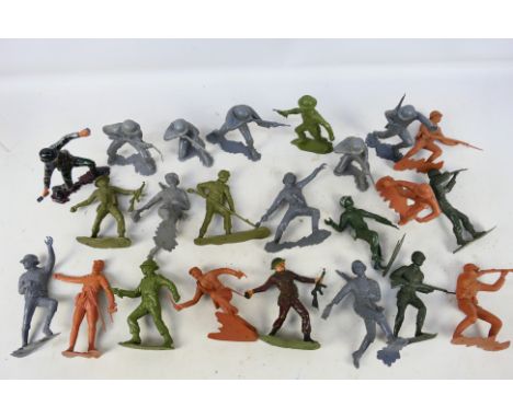 Marx - 23 plastic large scale (approximately 6") toy soldiers from Marx. Lot includes German Infantry; British Infantry, Japa
