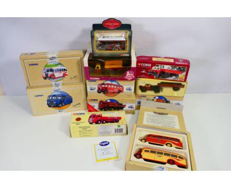 Corgi - a collection of boxed diecast buses and other commercial vehicles, and a showman's tractor. The lot includes #97063 t