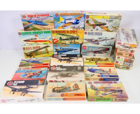 Airfix - A group of 36 plastic model aircraft vehicle kits in 1:72 scale from Airfix. Lot includes Airfix #02009-3 Anson 1; #