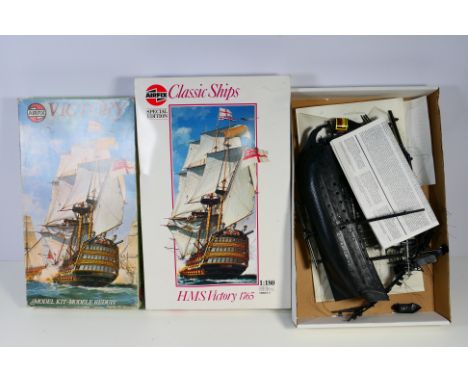 Airfix - Two boxed vintage HMS Victory plastic model kits from Airfix consisting of #09252-9 1:180 scale 1984 version - appea