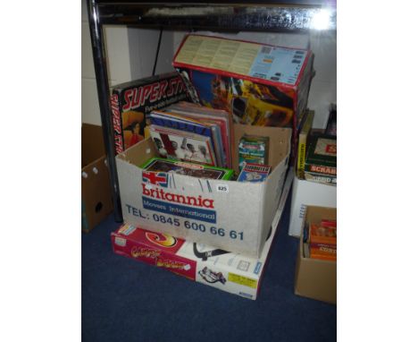 A QUANTITY OF SUBBUTEO ITEMS AND ACCESSORIES, Parker 'Super Striker' football cards and ephemera, boxed Scalextric set etc