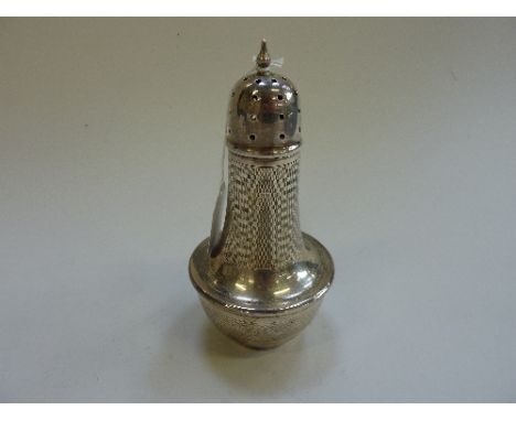 A GEORGE V SILVER SUGAR CASTER, engine turned decoration, maker J G Ltd, Birmingham 1933, approximately 138g