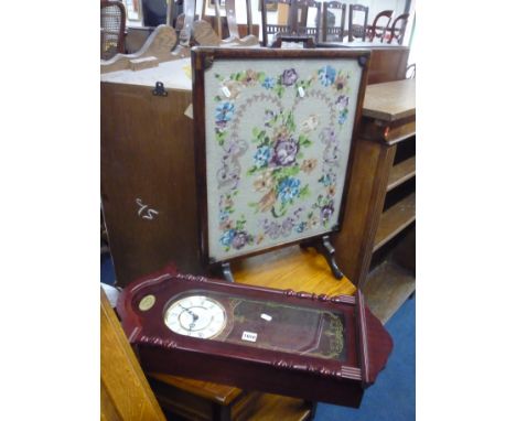 A MODERN WALL CLOCK, and a firescreen (2)
