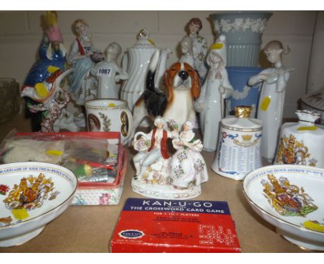 VARIOUS CERAMICS, FISHING FLIES, etc, Nao, Aynsley, etc