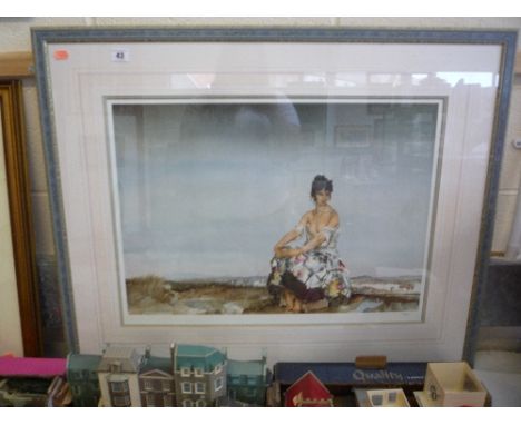 AFTER WILLIAM RUSSELL FLINT, woman seated in a landscape, Limited Edition print, 238/850, 42cm x 61cm